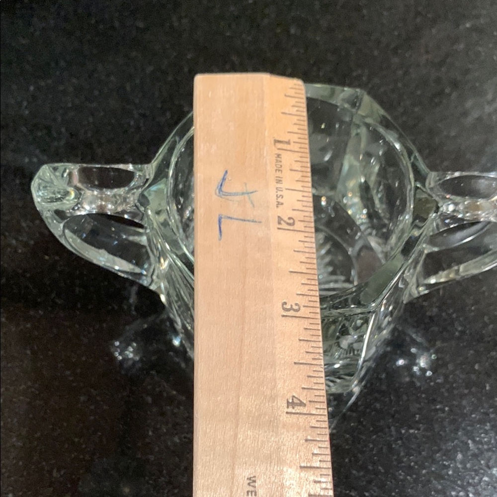 Vintage Etched Daisy/Floral Design Clear Glass Sugar Bowl - Picture 9 of 10